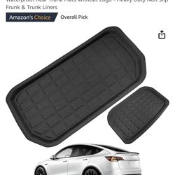 LDCRS Tesla Model Y Front Trunk Mats & Rear Sub Trunk Mats 2024 2023 2022 2021 - All Weather Frunk Mats - Premium 3D Waterproof Rear Trunk Mats Withou