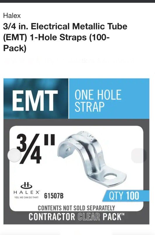Halex
3/4 in. Electrical Metallic Tube (EMT) 1-Hole Straps (100-Pack)