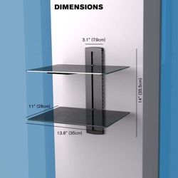 Durable Tempered Glass Floating Double Wall Shelf