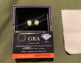 2CT Moissanite Stud Earrings VVS1 D Color 925 Sterling Silver