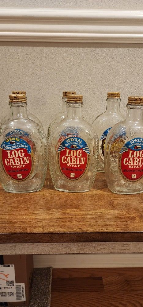Old 1976 Log Cabin Syrup Bottles