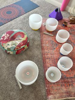 Crystal Singing Bowl Chakra Set with Accessories