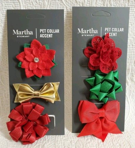 Martha Stewart Pet Collar Accents 2 Pack Elastic Band 2.5"-3.5"