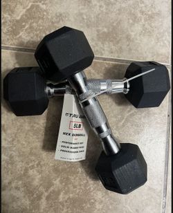 Pair of 5 lb Hex Dumbbells