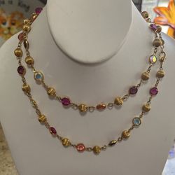 Austrian Crystal And Bead Necklace 36 Inch Strand OBO