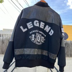 Vintage 90s IOU Leather Bomber Jacket 
