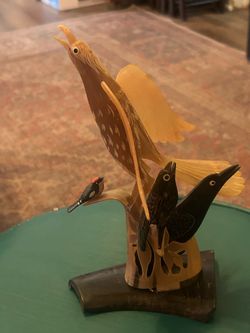 Birds of a Feather; Vintage 1950s French-Vietnamese Folk Art Bird Sculpture Made of Water Buffalo Horn: