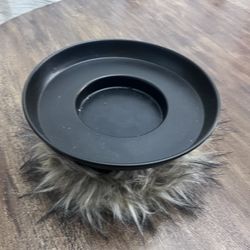 Metal And Fur Candle Holder