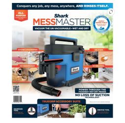 Shark MessMaster Portable Wet and Dry Vacuum for Home, Shop, Garage, 1 Gallon, Corded