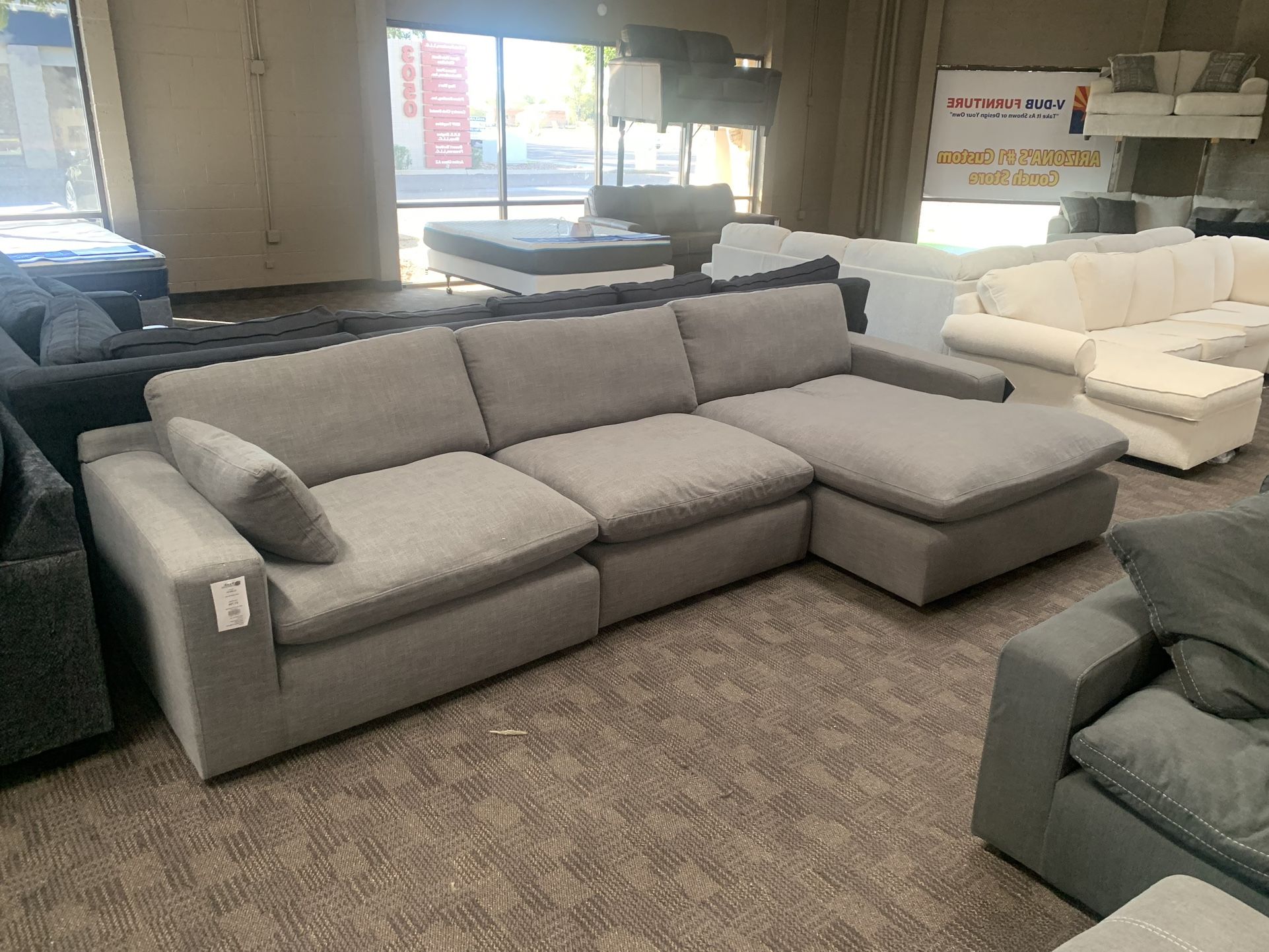 Grey Cloud Feather Sectional Couch