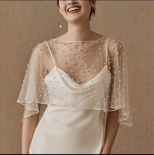 Mesh Bridal Shawl And Matching Face Veil