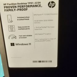 Hp Pavilion Tp01-2234 Desktop Computer, With Samsung Curved 27" Screen