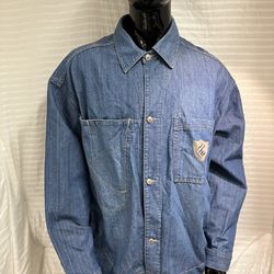 Rocawear Mens Denim Long Sleeve Jean Wave Light Embroidered Jacket Size 3XL Y2K