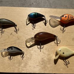 6 Fishing Lures - Mostly Crank baits 