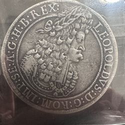 AUSTRIA, LEOPOLD 1, (HOGMOUTH) THALER 1696, HALL MINT SILVER COIN