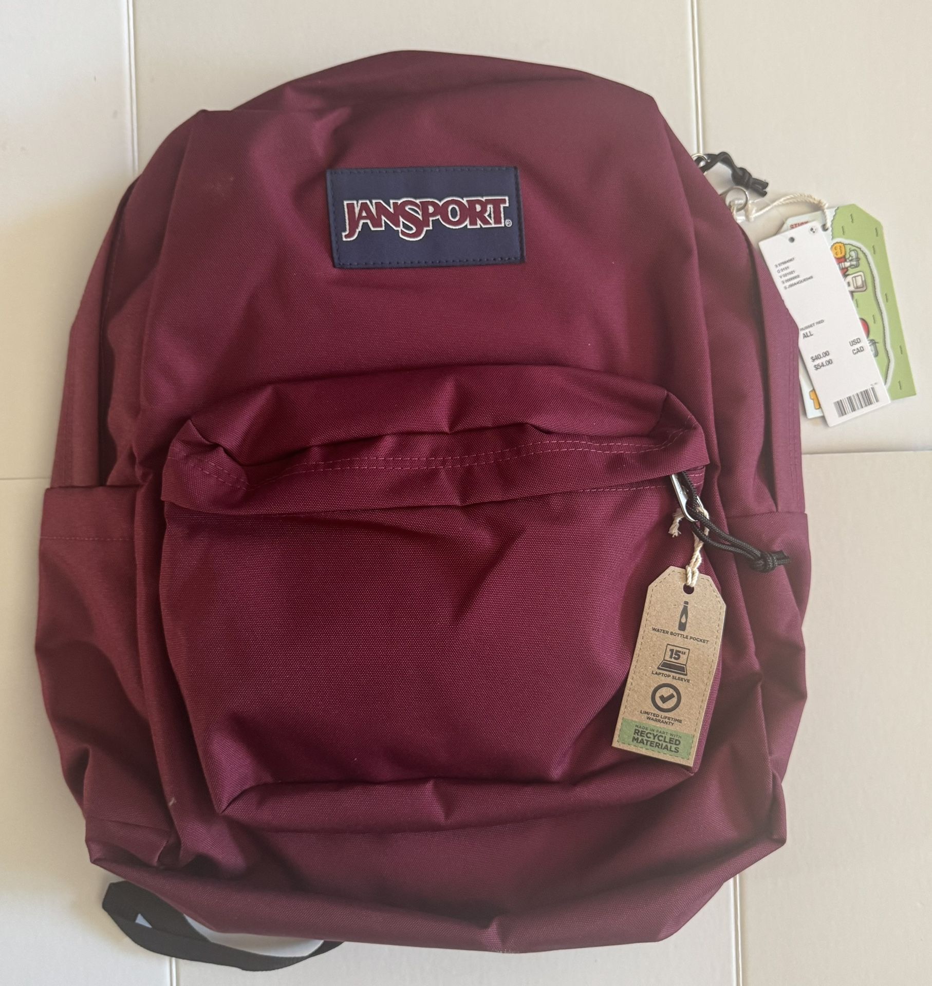 New JanSport SuperBreak Plus Laptop Backpack - Russet Red