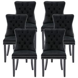 New In Box Set Of 6 Upholstered Velvet Dining Chairs