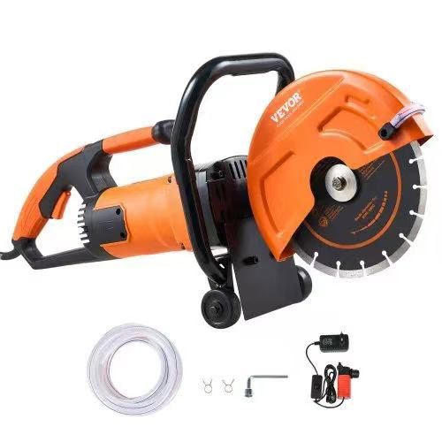 Electric Concrete Saw, 9 in, 1800 W Motor Circular Saw Cutter with 3.5 in Cutting Depth, Wet/Dry Disk Saw Cutter Includes Water Line, Pump and Blade, 