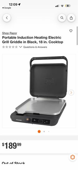 Razor Portable Induction Heating Electric Grill Griddle in Black New $100