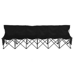 6 Seats Portable Folding Bench For Sports Camping, Black