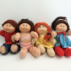 Vintage Cabbage Patches Dolls Set 4 Cute Cloth Dolls