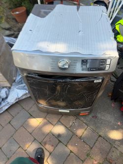 7.3 cu. ft. 120 Volt Metallic Slate Stackable Gas Vented Dryer with Steam and Quick Dry Cycle, ENERG
