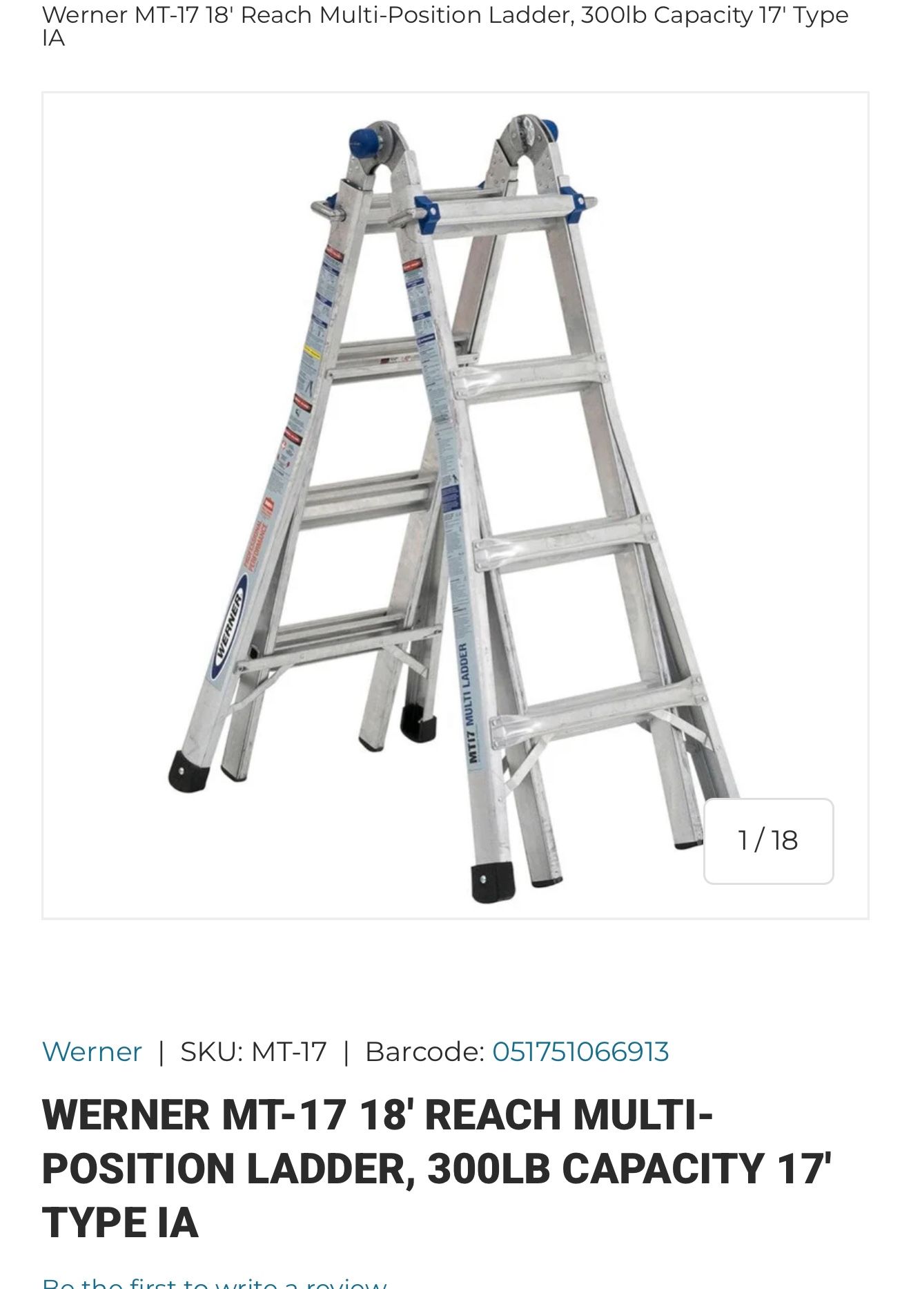 Werner 300lbs Foldable ladder 17’