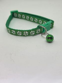 Cat Collar w/ Bell Reflective Adjustable Kitten Collar 7.5–12.5" Green Breakaway