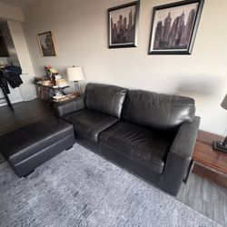Ashley Morelos Leather Couch and Ottoman - Make offer 