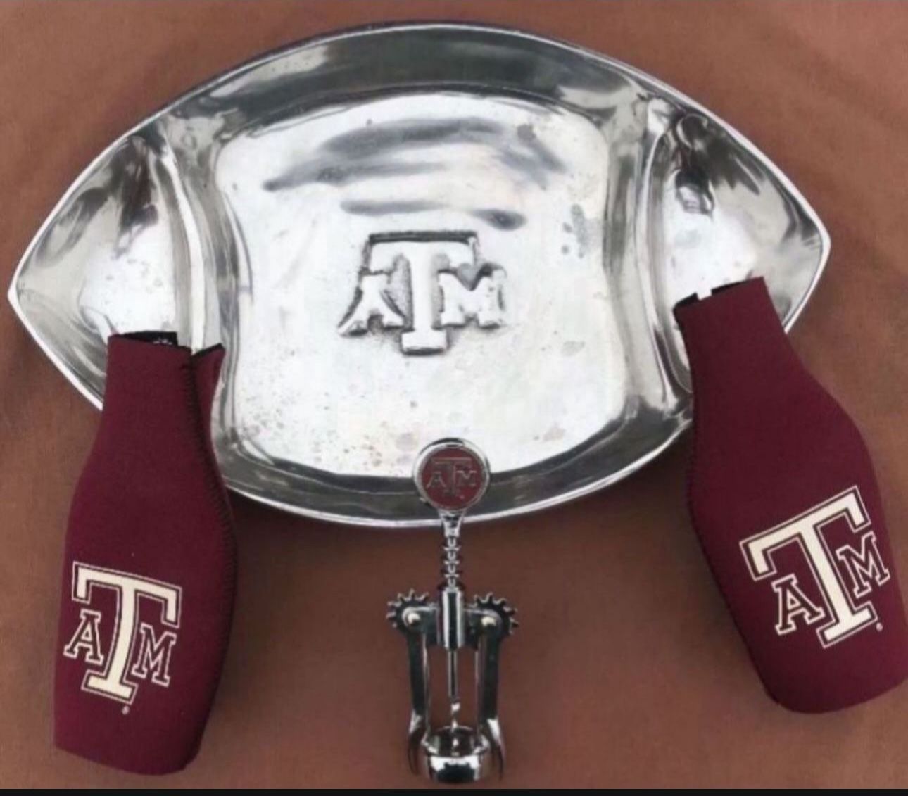 Texas A&M Chip Tray, Two Bottle Koozie’s  And A Corkscrew