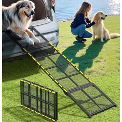 Dog Ramp for Car, 74x20 Inches Outdoor Portable Dog Ramps for Large Dogs with Reflective Strips, Non-Slip Surface Pet Ramp (Support Up to 150LBS) 
