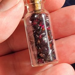 Glass Jar Filled With Blood Red Garnet 