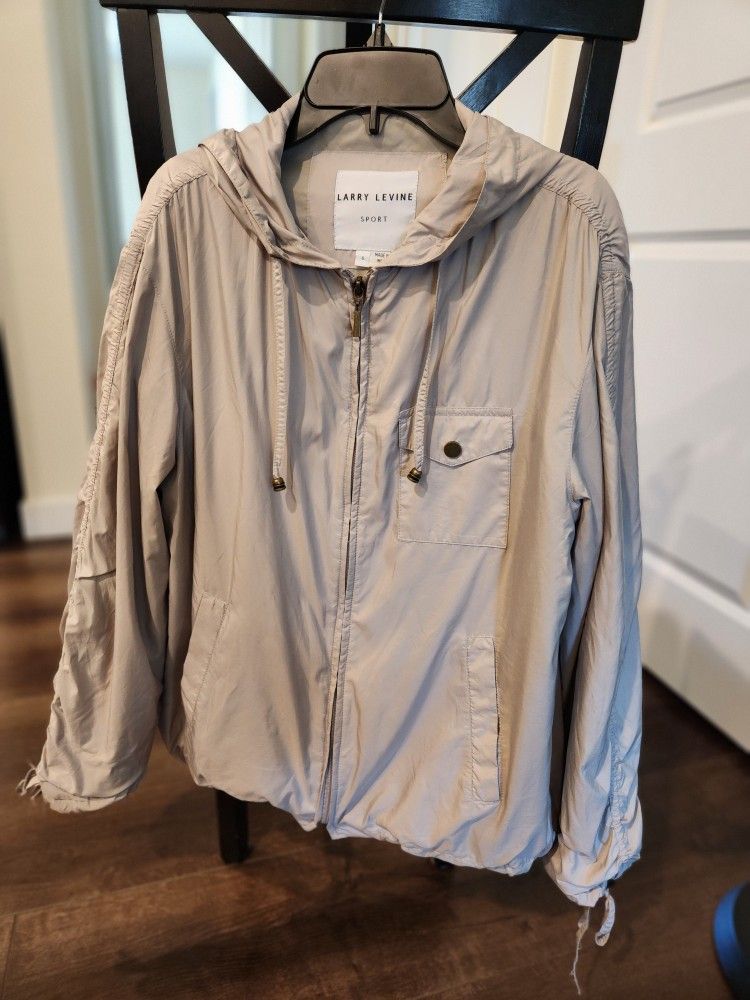 Larry Levine Sport Lightweight Gray Jacket Windbreaker Zips Women's S