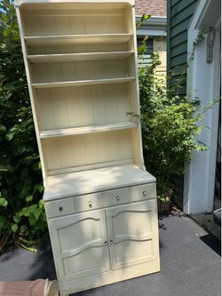 Ethan Allen Cream Colored Cabinet and Bookshelf