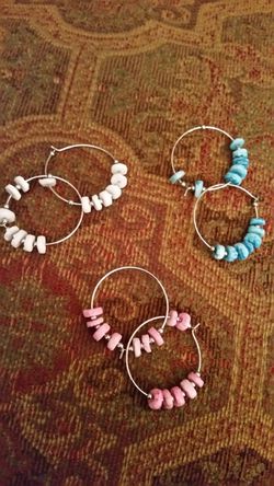 3 pair colored hoop earrings