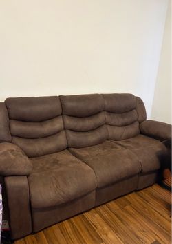 OBO-Brown Microfiber 3-Seat Recliner Sofa