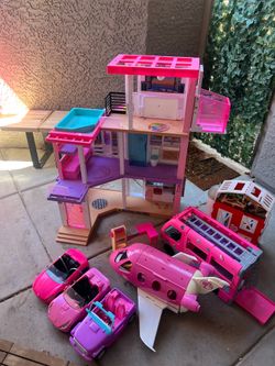 Huge Barbie DreamHouse Bundle - House, Airplane, Camper, Barn & Cars
