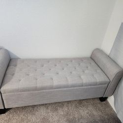 Grey Storage Bench ottoman (52"Lx20"H x20"W )