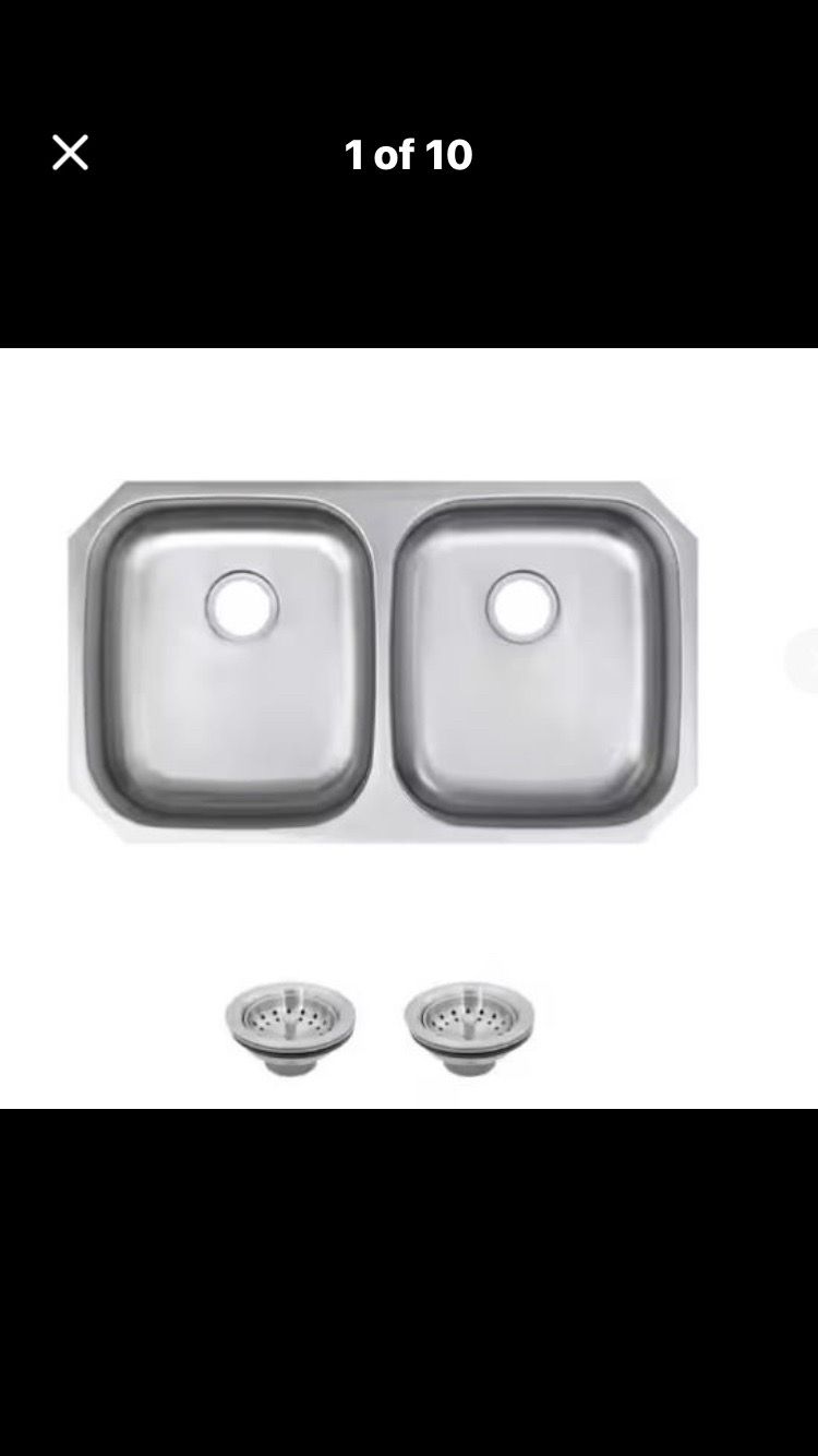 32 in. Undermount Double Bowl 18-Gauge Stainless Steel Kitchen Sink