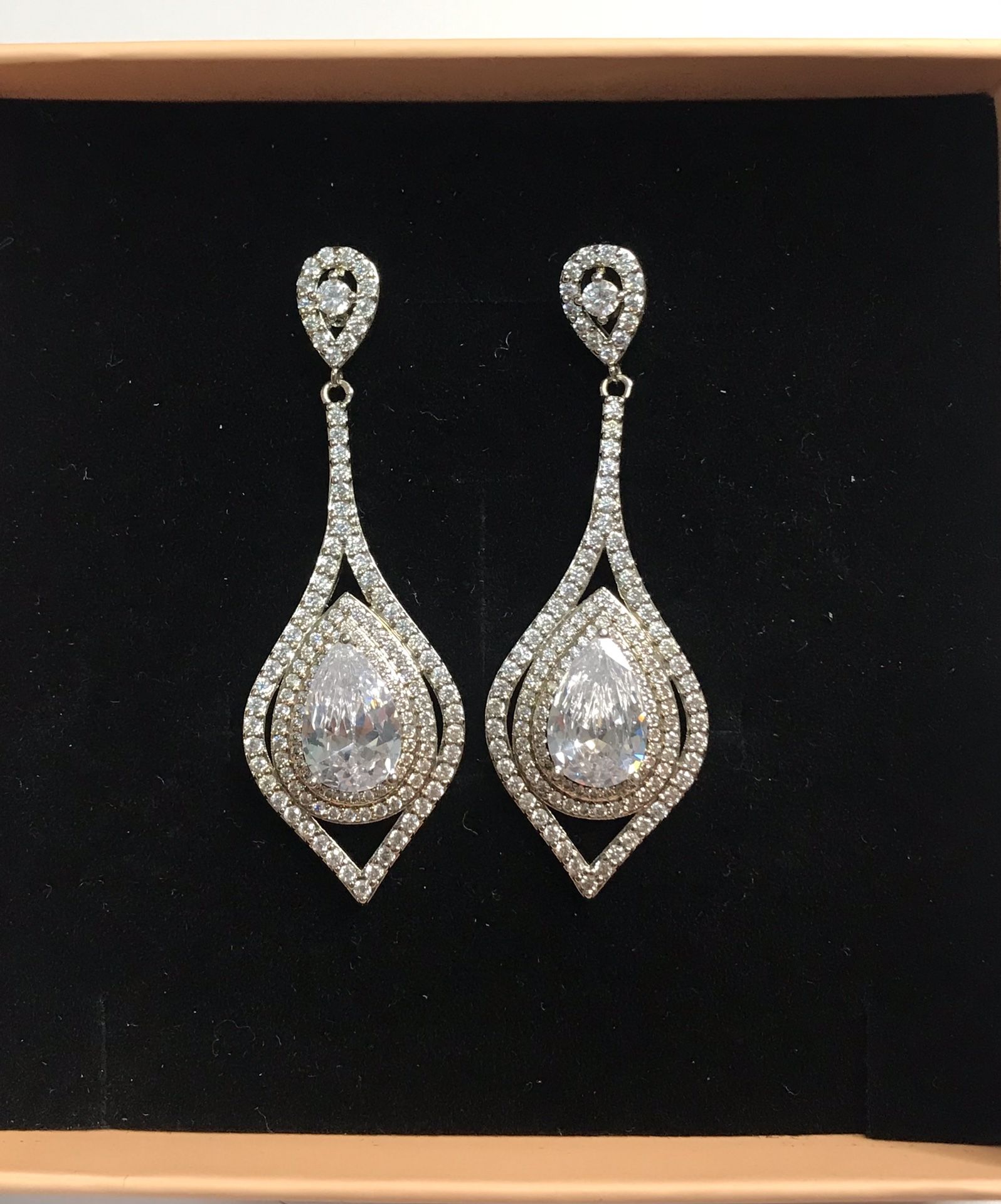 925 Sterling silver CZ Dangle Earrings 