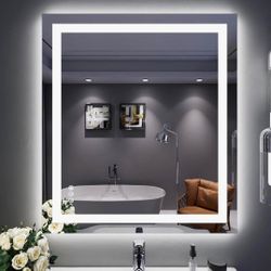 LED Bathroom Mirror with Lights, Anti-Fog, Dimmable, Backlit + Front Lit, Lighted Bathroom Vanity Mi