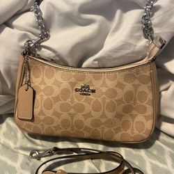 Tan And Brown Coach Shoulder Bag