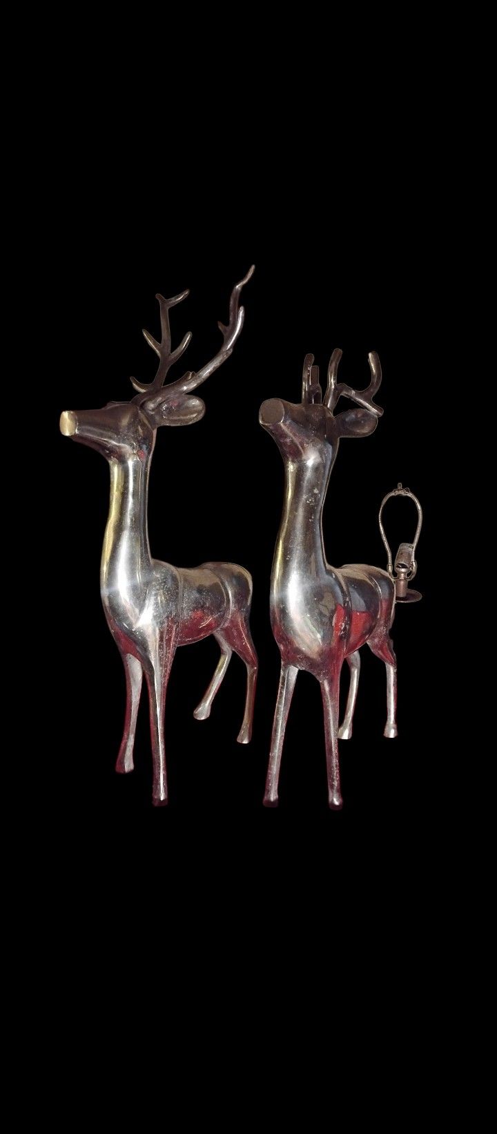 Pair Of Rare  Cast Aluminum Majestic Deer Statues