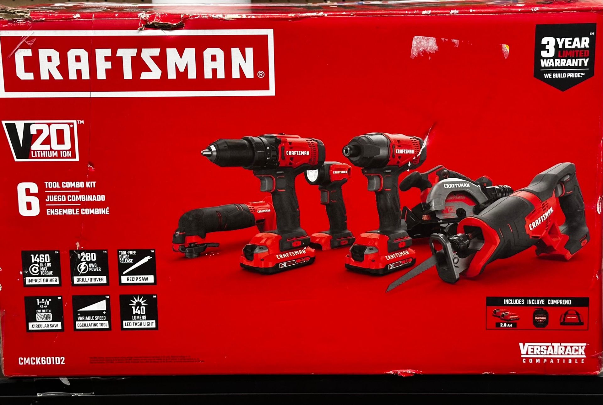 CRAFTSMAN V20 20-volt Max 6-Tool Power Tool Combo Kit with Soft Case (2-Batteries and Charge
