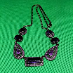 VTG Gothic/Romantic Purple & Silver Necklace Choker