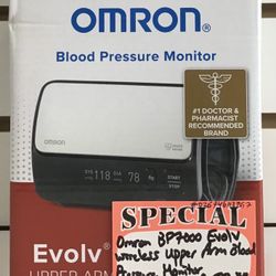 Omron BP7000 Evolv Wireless Upper Arm Blood Pressure Monitor Brand New 