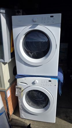 The washing machine and dryer set is brand new. See photos.