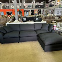 MANHATTAN Black/Sand Buklet Modüler Sectional Sofa /4pc (living room)