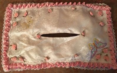 Satin Rose Pattern Tissue Box Cover