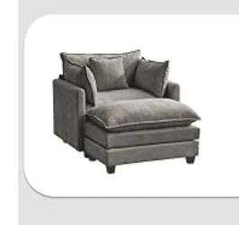 GREY CHAIR W/ OTTOMAN